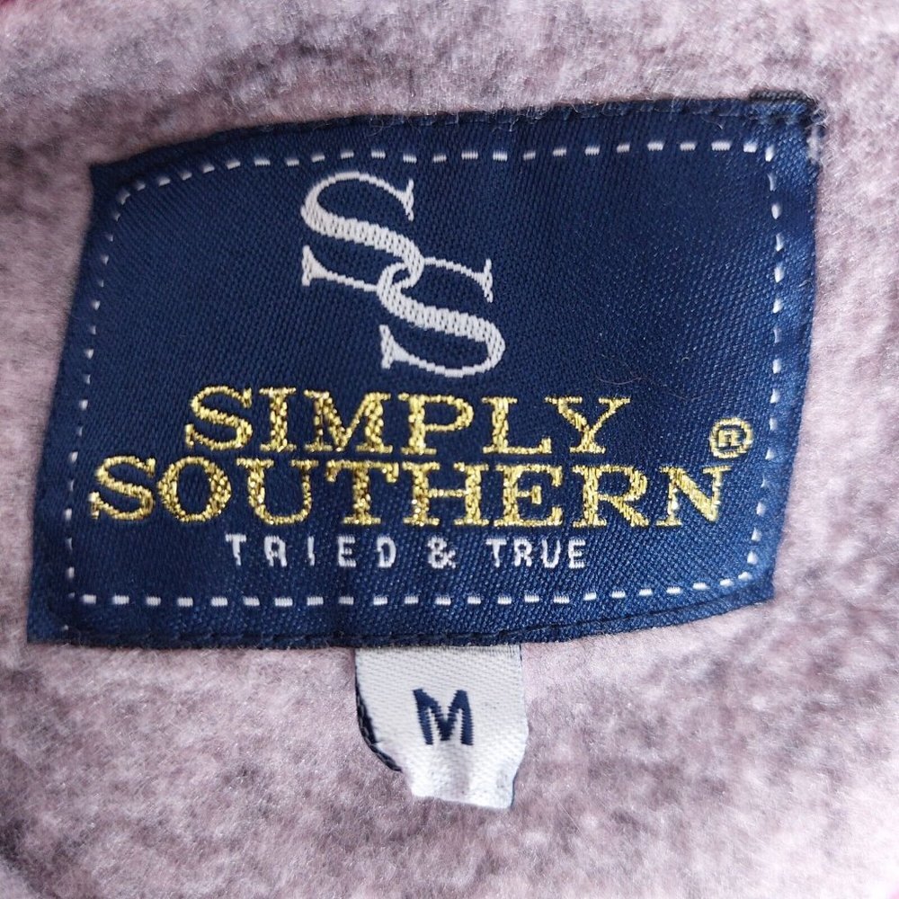 Simply Southern Womens Medium Pullover Pink Heather Fleece Sweatshirt 1/4 Snap - Picture 11 of 13